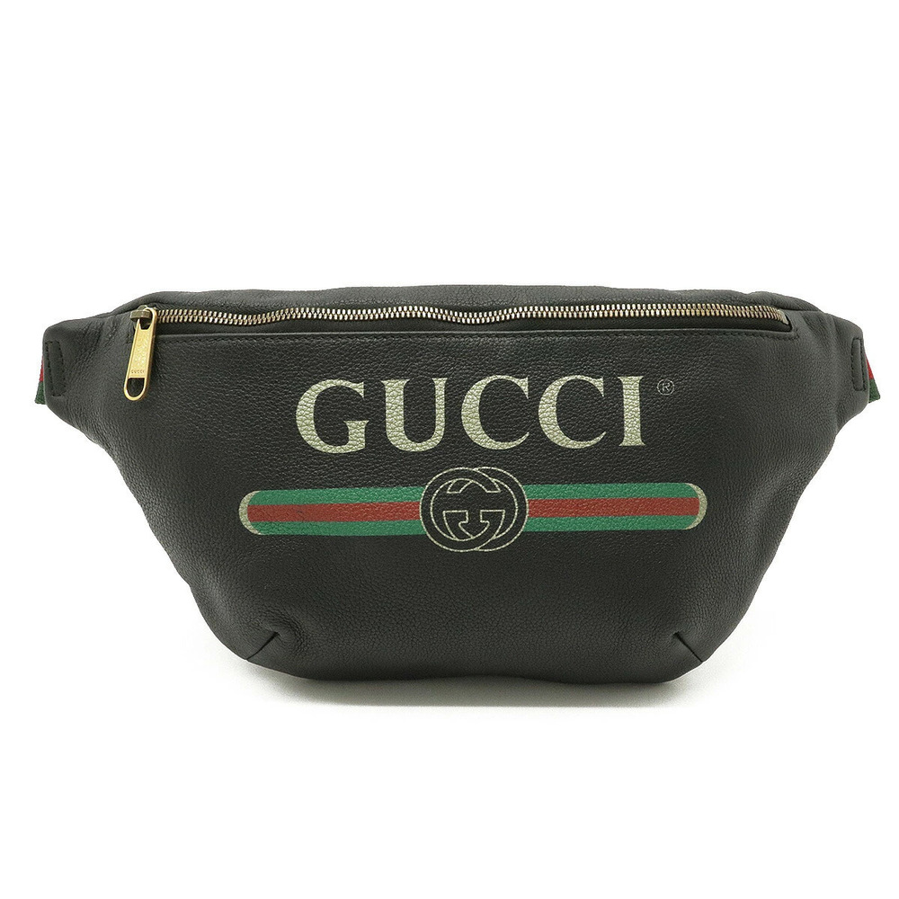 Gucci Sherry Belt Bag Waist Pouch Clutch Body Leather Black
